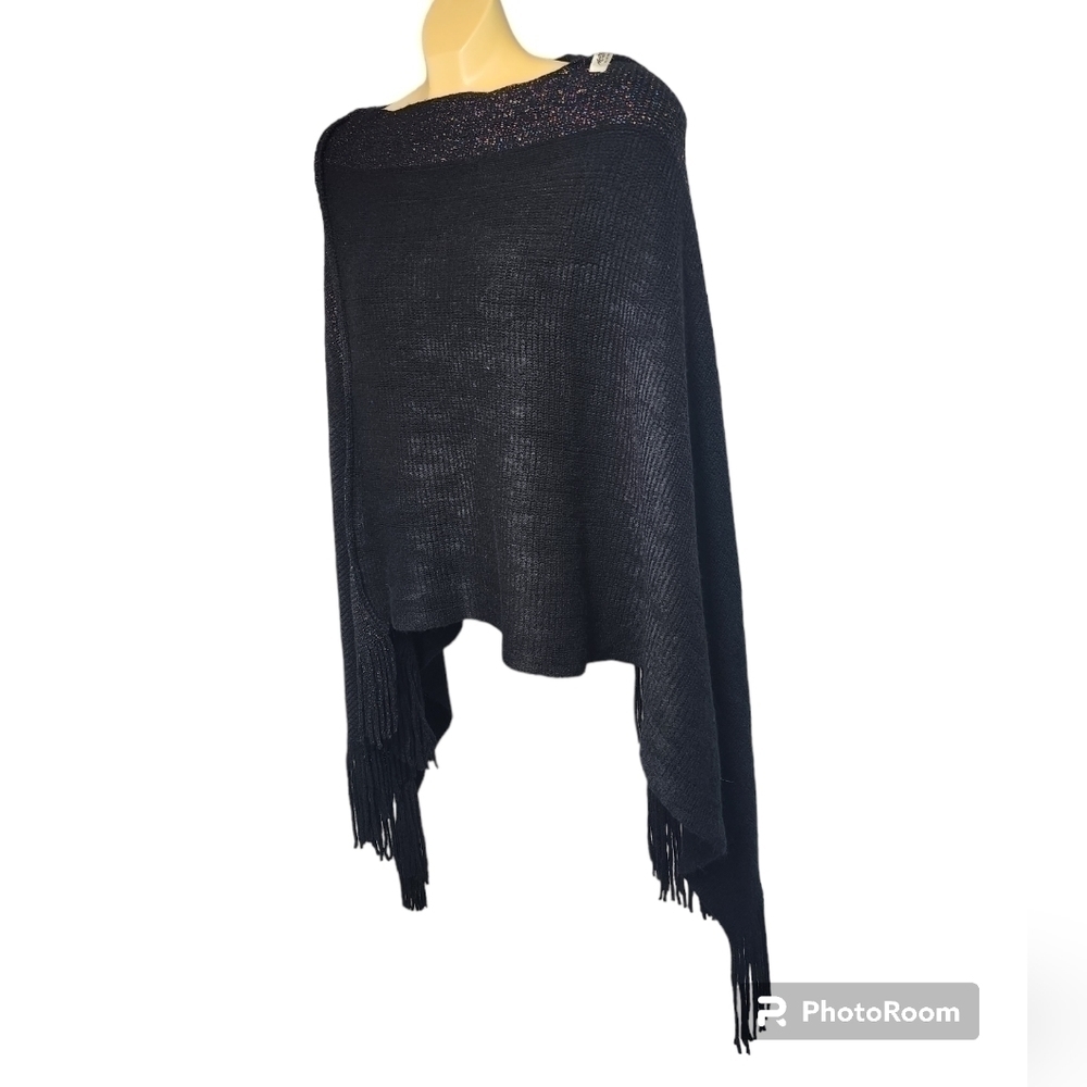 PLUS SIZE Black Knitted Sweater Poncho​ - Picture 3 of 8